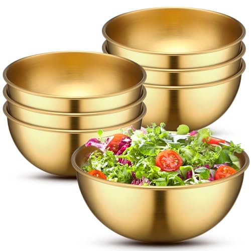 Nuogo 10 Pcs Gold Bowls 47 Inch Stainless Steel Mixing Bowls Decorative Esthetician Bowl for Facial Metal Serving Bowl for Holiday Birthday Party Wedding Baking Prepping Salad Fruit Soup - Image 1