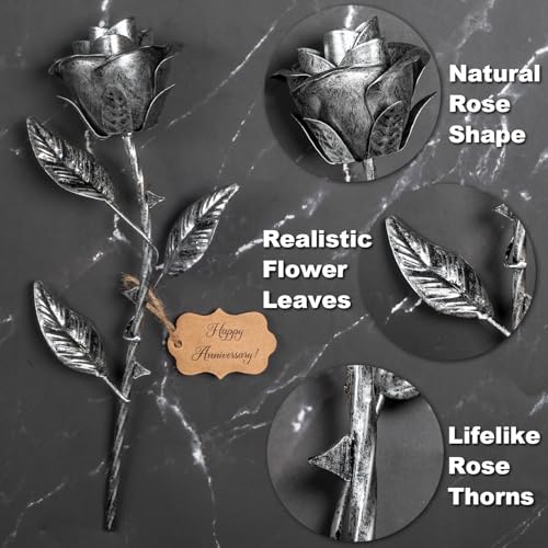 BESZONE Iron Rose Gifts for Her 6th Anniversary Metal Rose Everlasting 6 Year Wedding Anniversary Iron Gifts 11th 11 Year Steel Flower for Wife Husband Him Couples, Handcrafted Love Stained Artwork - Image 5