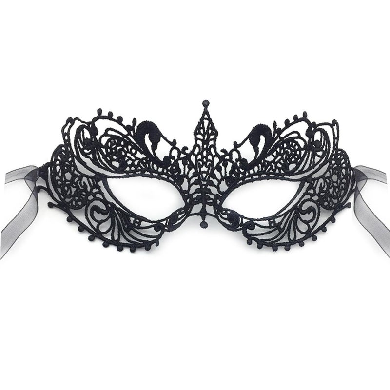 MYMENU Women Masquerade Mask Luxury Lace Venetian Halloween Carnival Masks for Party Costume Cosplay Mardi Gras (Black) - Image 1
