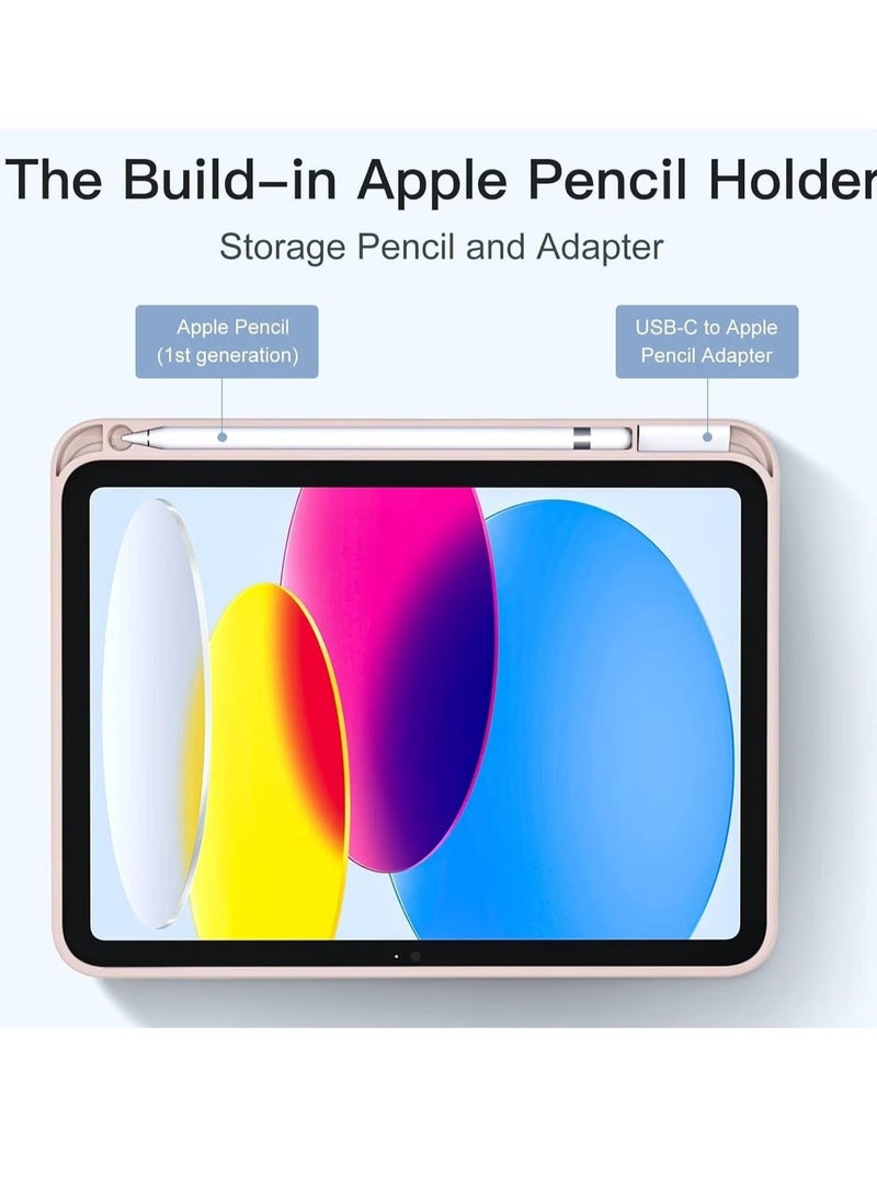 MUNTAQI Slim Trifold Stand Case for iPad 10th Generation (10.9-Inch, 2022) | Protective Cover with Pencil Holder | Auto Sleep/Wake Function | Soft TPU Back for Shockproof Durability | Lightweight & Stylish Tablet Case – Rose Pink - Image 2