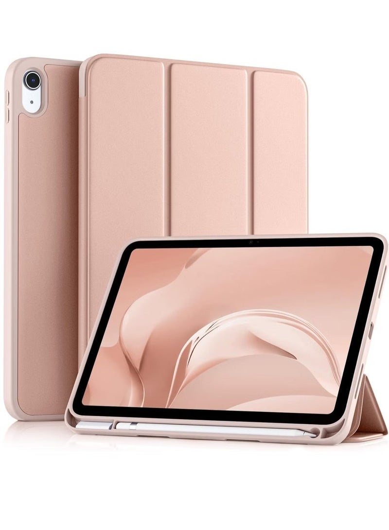 MUNTAQI Slim Trifold Stand Case for iPad 10th Generation (10.9-Inch, 2022) | Protective Cover with Pencil Holder | Auto Sleep/Wake Function | Soft TPU Back for Shockproof Durability | Lightweight & Stylish Tablet Case – Rose Pink - Image 1
