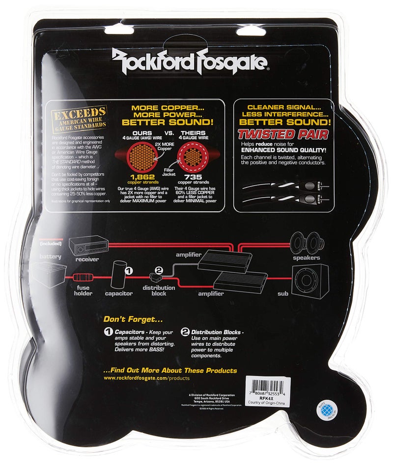 Rockford Fosgate Rockford RFK4X 4 AWG Complete Amplifier Install Kit - Image 2