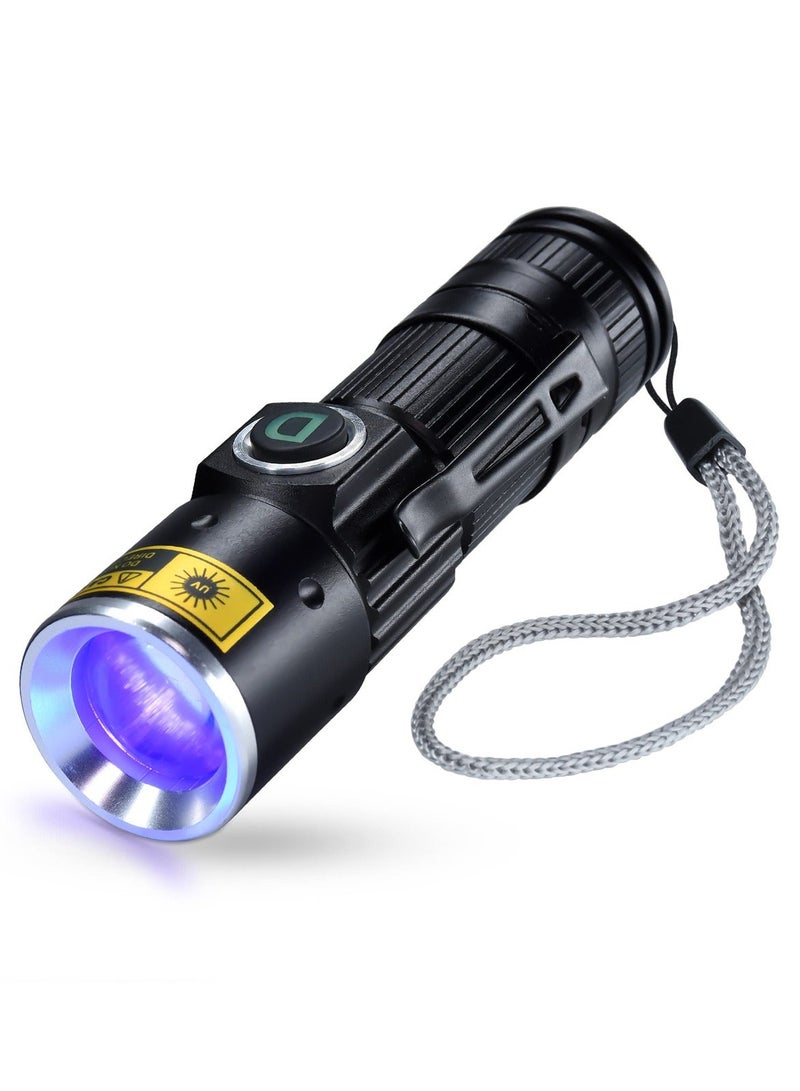 UV 365nm Flashlight, Portable and Zoomable LED Ultraviolet Blacklight for UV Glue Curing, Pet Stain Detection, Scorpion Finder  - Image 1