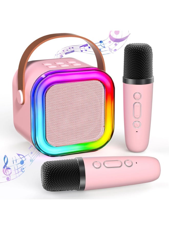 أَرَوْن آلة كاريوكي صغيرة، مناسبة لهدايا الأطفال، مكبر صوت بلوتوث محمول مع ميكروفونين لاسلكيين، يمكن استخدامها في مجموعة متنوعة من السيناريوهات، يمكن لـ ktv المنزلي الغناء في أي وقت - Image 1