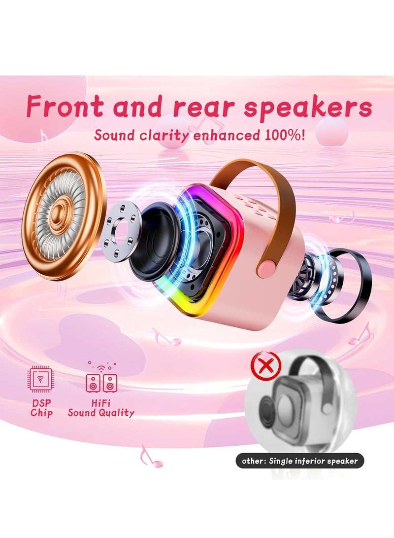 أَرَوْن آلة كاريوكي صغيرة، مناسبة لهدايا الأطفال، مكبر صوت بلوتوث محمول مع ميكروفونين لاسلكيين، يمكن استخدامها في مجموعة متنوعة من السيناريوهات، يمكن لـ ktv المنزلي الغناء في أي وقت - Image 4