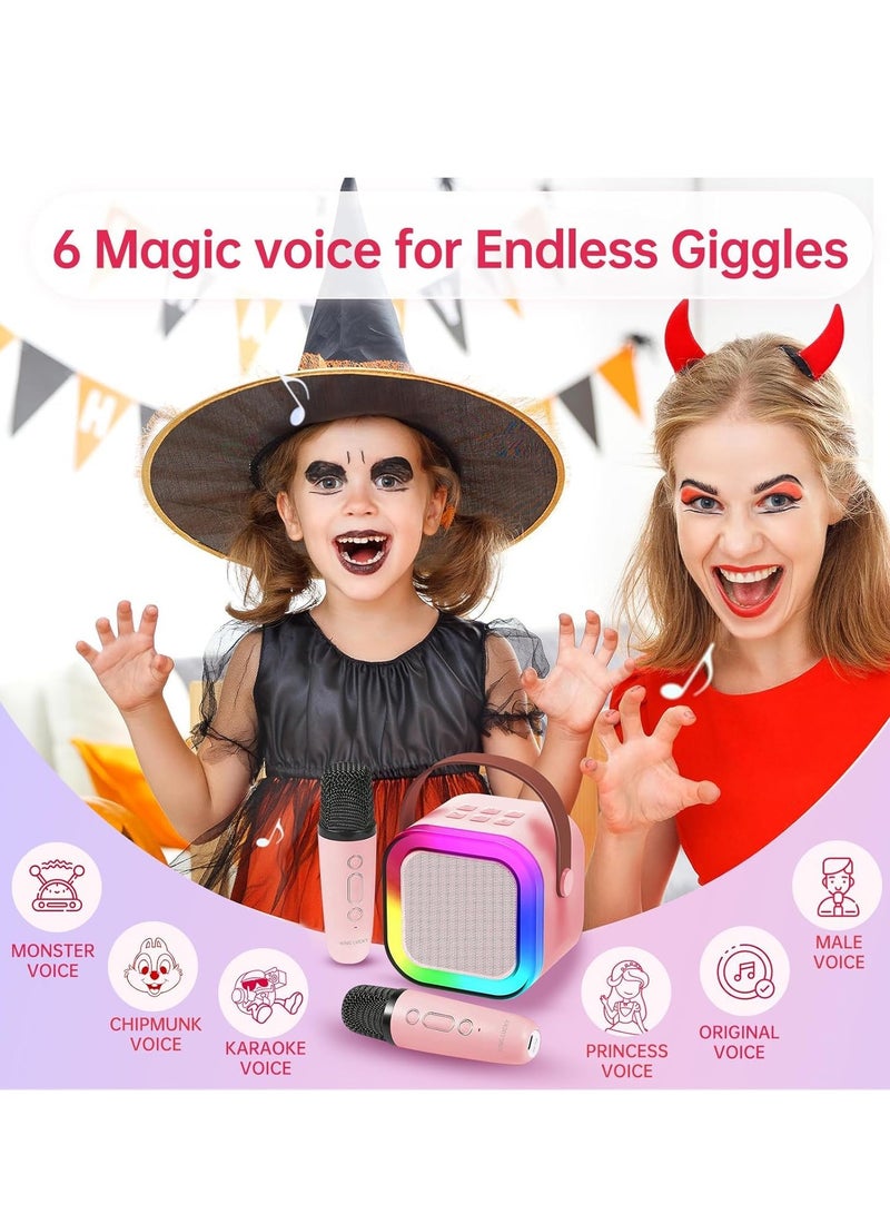 أَرَوْن آلة كاريوكي صغيرة، مناسبة لهدايا الأطفال، مكبر صوت بلوتوث محمول مع ميكروفونين لاسلكيين، يمكن استخدامها في مجموعة متنوعة من السيناريوهات، يمكن لـ ktv المنزلي الغناء في أي وقت - Image 5