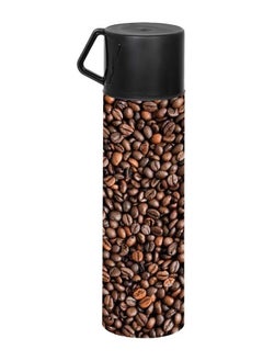 Herevin 410 ml Vacuum Flask with Mug | Coffee Beans Design | Perfect for Travel