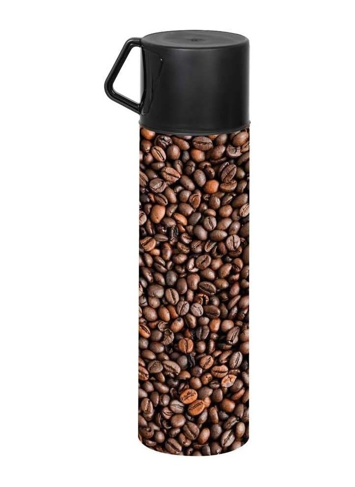 HEREVIN - Herevin 410 ml Vacuum Flask with Mug | Coffee Beans Design | Perfect for Travel - Image 1