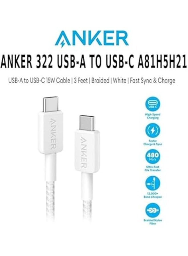 Anker A8051 USB-A to USB-C Cable 100W Fast Charging – 1.5M Durable Power Cord for Phones, Tablets, and Laptops – White - Image 2