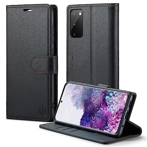 FLIPALM Wallet Case for Samsung Galaxy S20 6.2", RFID Blocking Credit Card Holder, PU Leather Folio Flip Kickstand Protective Shockproof Cover for Samsung S20 (Black) - Image 1