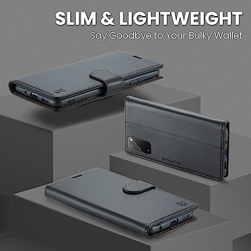 FLIPALM Wallet Case for Samsung Galaxy S20 6.2", RFID Blocking Credit Card Holder, PU Leather Folio Flip Kickstand Protective Shockproof Cover for Samsung S20 (Black) - Image 3