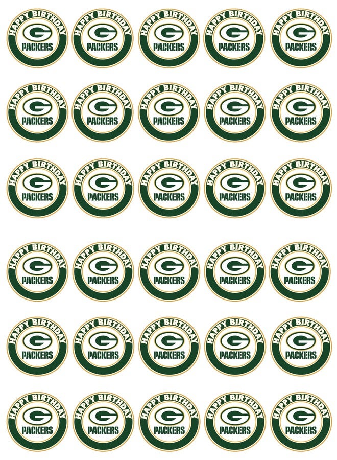 NATURAL BEHAVIOUR 30 x Edible Cupcake Toppers – Green Bay Themed Collection of Edible Cake Decorations | Uncut Edible on Wafer Sheet - Image 1