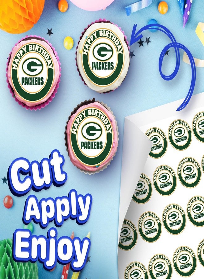 NATURAL BEHAVIOUR 30 x Edible Cupcake Toppers – Green Bay Themed Collection of Edible Cake Decorations | Uncut Edible on Wafer Sheet - Image 2