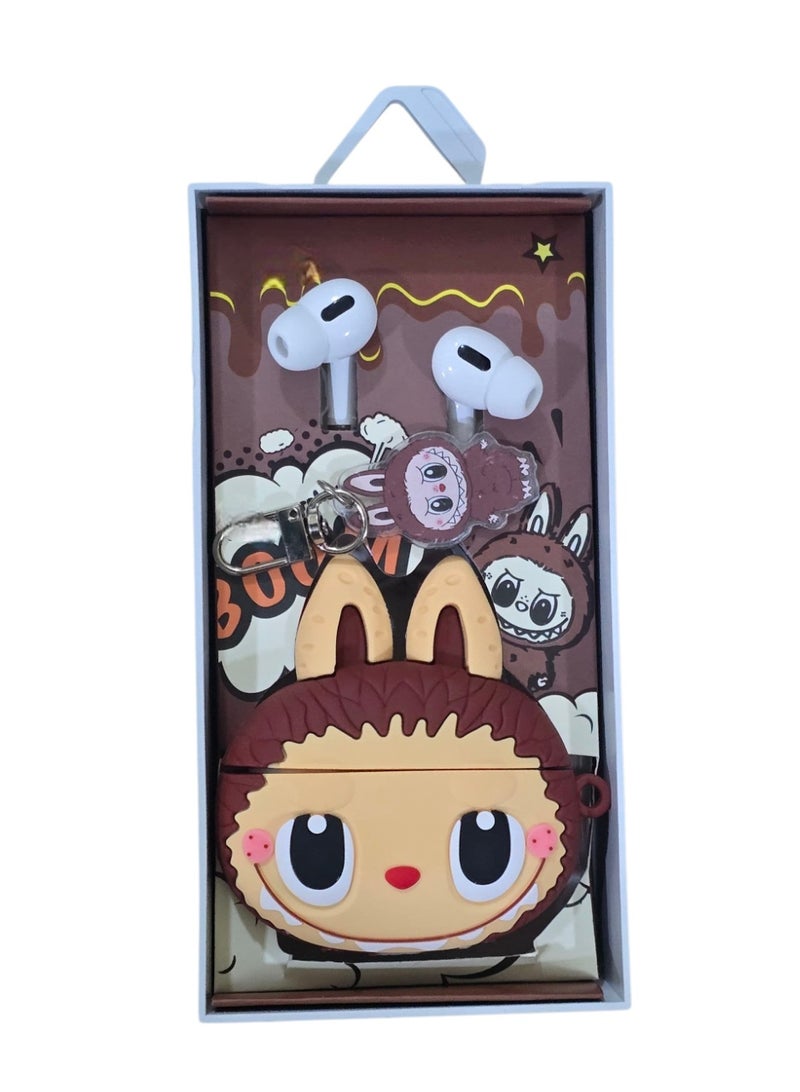 Cute Wireless Earbuds with Case & Keychain – One Color Only (Random from Pink / Green / Brown) - Image 3