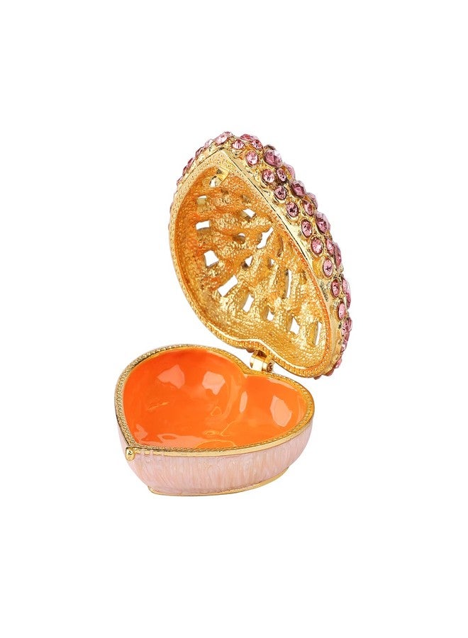 Furuida Love Heart Jewelry Trinket Box Pink Rhinestones Small Ring Hold Boxes Hand-Painted Classic Ornaments Craft Gift for Valentine's Day Mother's Day （Pink） - Image 2