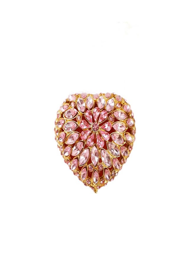Furuida Love Heart Jewelry Trinket Box Pink Rhinestones Small Ring Hold Boxes Hand-Painted Classic Ornaments Craft Gift for Valentine's Day Mother's Day （Pink） - Image 1