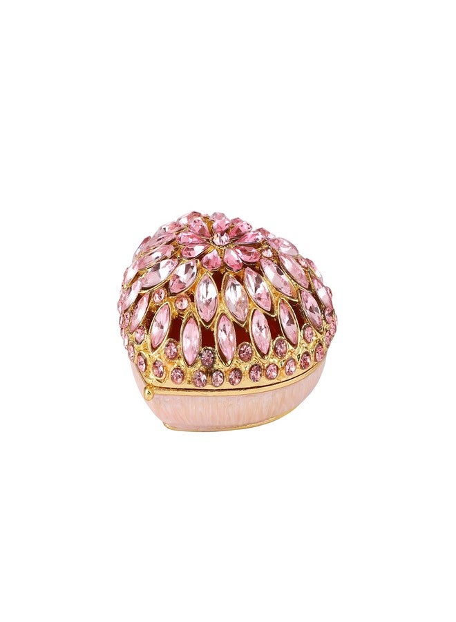 Furuida Love Heart Jewelry Trinket Box Pink Rhinestones Small Ring Hold Boxes Hand-Painted Classic Ornaments Craft Gift for Valentine's Day Mother's Day （Pink） - Image 3