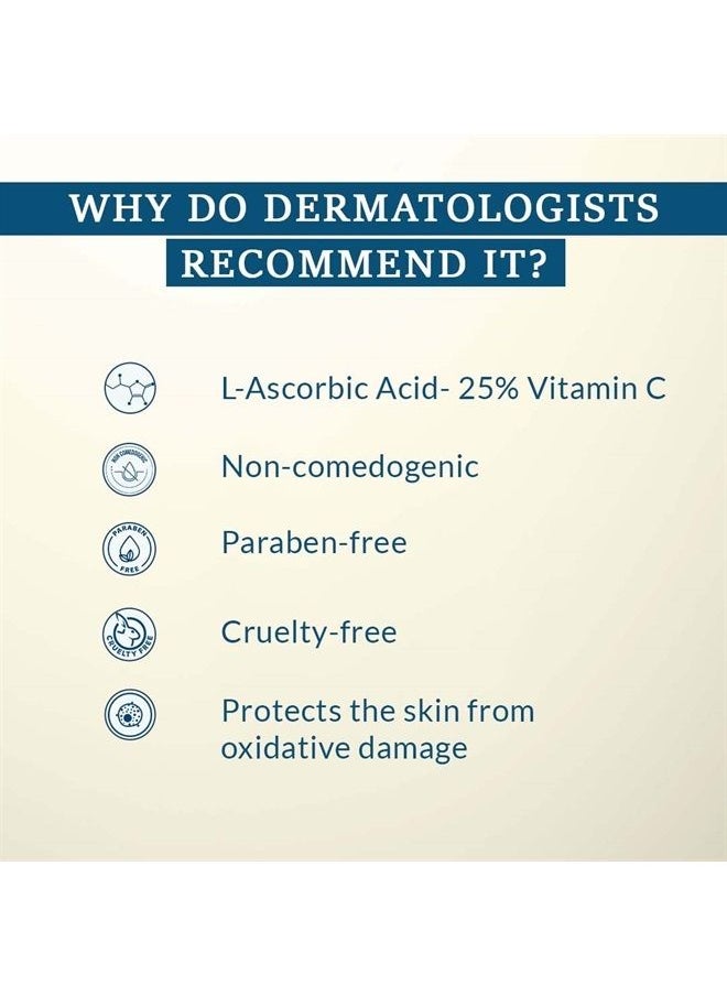 FIXDERMA COSMETIC LABORATORIES - سيروم فيتامين سي 25% FCL، سيروم C Scape 25 للوجه | سيروم تفتيح للبشرة | سيروم مضاد للشيخوخة للنساء والرجال | يقلل من الخطوط الدقيقة وسيروم التجاعيد - 1.01 أونصة سائلة - Image 1