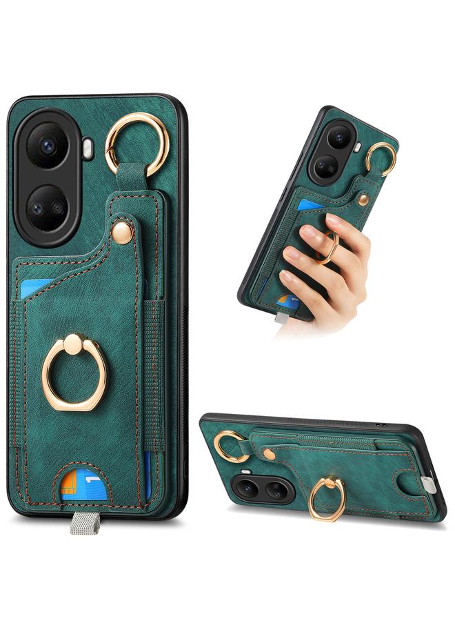 erorex Case For Huawei nova 10 SE 4G Retro Skin-feel Ring Card Bag Phone Case with Hang Loop - Image 1
