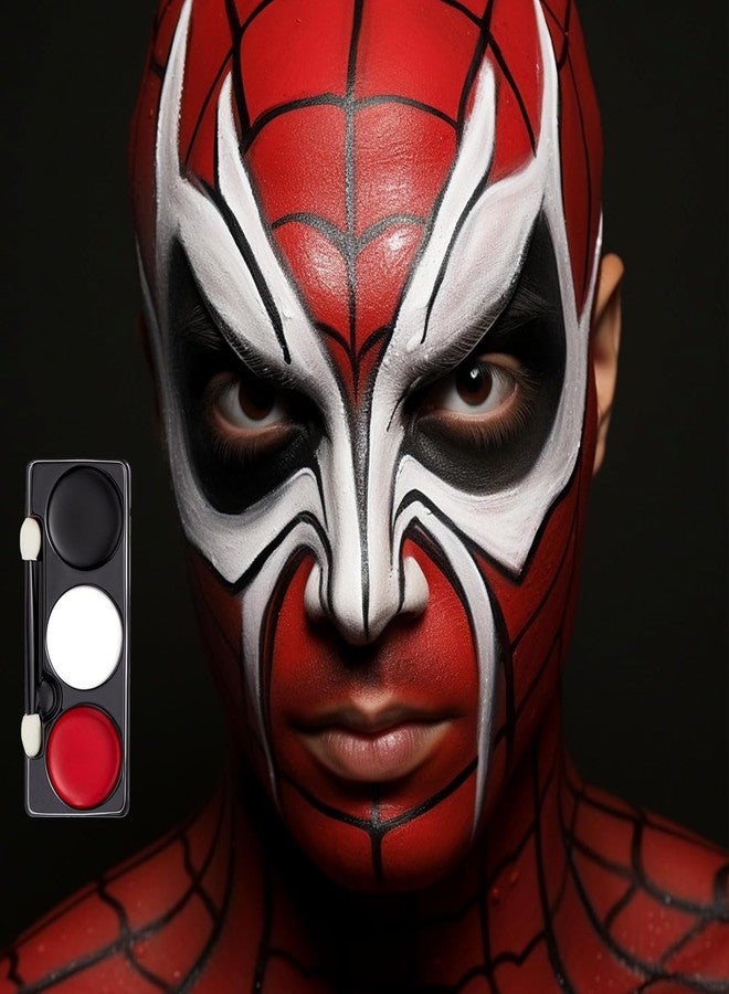 SeunKieer Halloween White Black Red Face Body Paint + 3PC Sponge + Brush, Oil Based Face Painting Kit Paint Palette Kit for Halloween Devil Cosplay Clown Joker Skeleton Vampire Costume SFX Makeup Theme Parties - Image 3