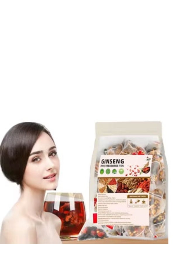 Slimming Herb Original Kidney Tea Formula Ginseng Six Treasure Tea - Natural Chinese Traditional Herbal Ginseng Five Treasures Kidney Detox Cleanse Teabag For Men Women - Image 1