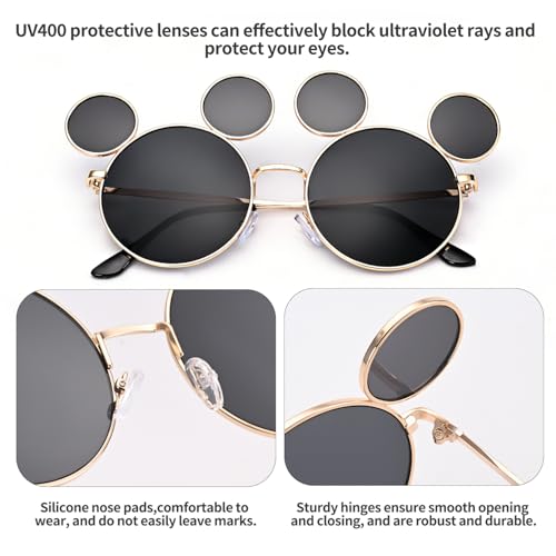 Junsika Mouse Ear Sunglasses for Women Men Classic Cartoons Glasses Theme Park Accessories Shades UV400 Protection - Image 4