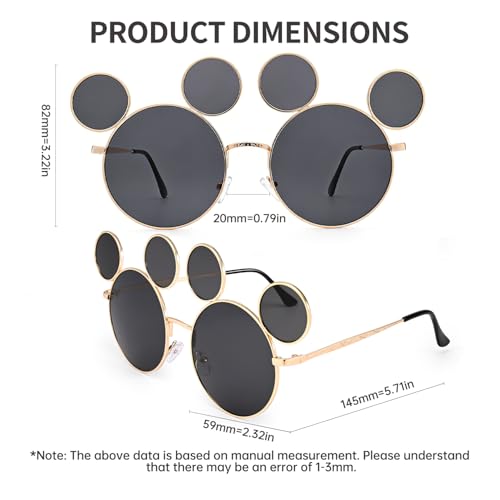 Junsika Mouse Ear Sunglasses for Women Men Classic Cartoons Glasses Theme Park Accessories Shades UV400 Protection - Image 5
