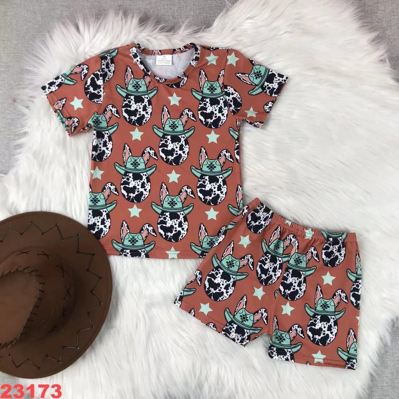 New Summer Suit Girls Baby Kids Set Colorful Bow Printed Girls Shorts Suit - Image 3