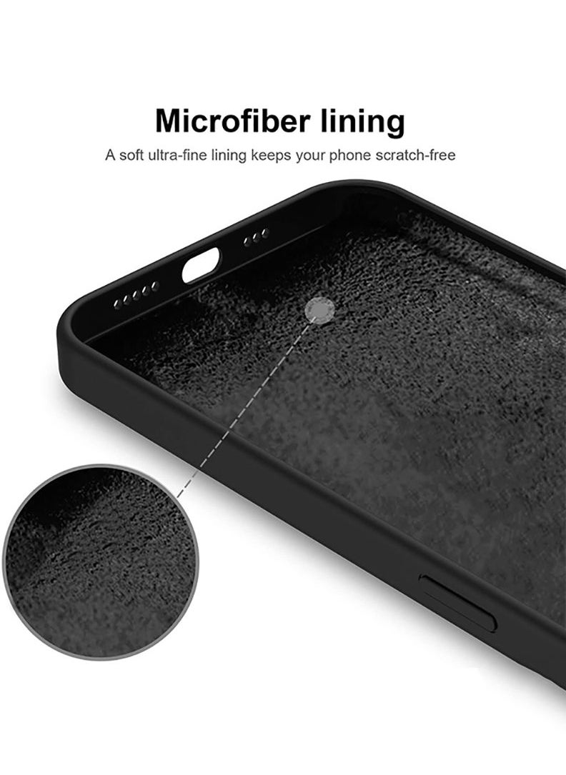 Theodor - Protective Slim Fit Case Liquid Silicone Cover with Full Body Protection Anti-Scratch Shockproof Case For iPhone 13 Pro Black  - Vase with Leaf2 - Image 1