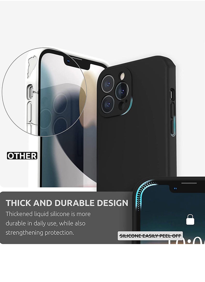 Theodor - Protective Slim Fit Case Liquid Silicone Cover with Full Body Protection Anti-Scratch Shockproof Case For iPhone 13 Pro Black  - Vase with Leaf2 - Image 1