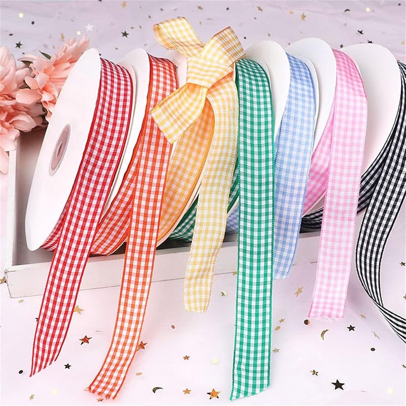 Gingham Plaid Decorative Ribbon For Gift Wrapping Party Invitation Card Decoration Color A - Image 5