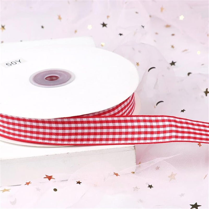 Gingham Plaid Decorative Ribbon For Gift Wrapping Party Invitation Card Decoration Color A - Image 4