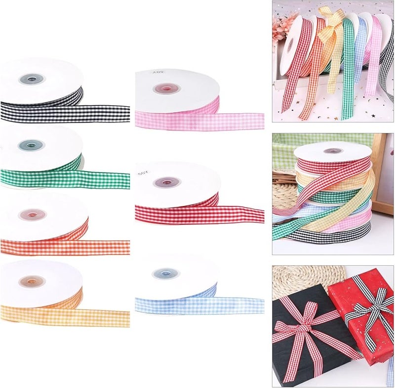 Gingham Plaid Decorative Ribbon For Gift Wrapping Party Invitation Card Decoration Color A - Image 3