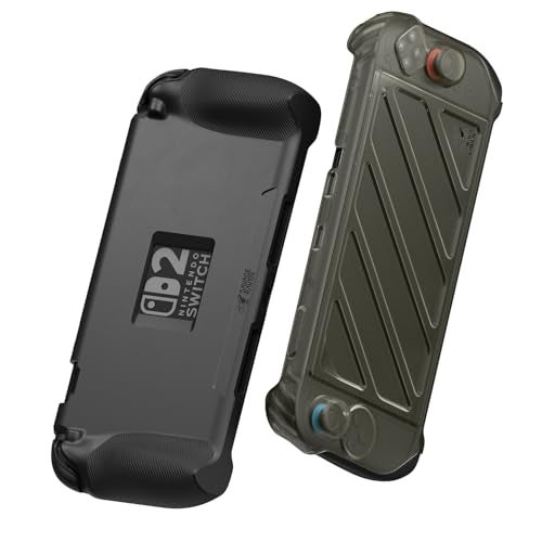 Savage Raven by Skull Co StandGrip Front Cover Bundle for Nintendo Switch 2 Protective Case with Textured Grips Full Protection and HardShell Front Cover Handheld Design Smoky Black - Image 1