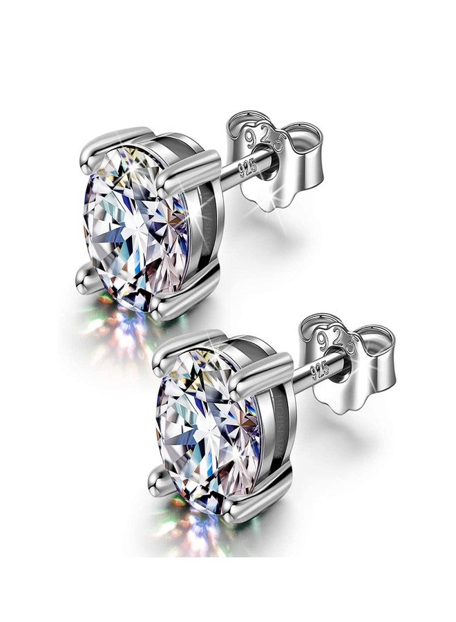 HIGHSPARK 925 Silver Solitaire Earrings for Women | 92.5 Sterling Silver and Diamond like Brilliance Sparkling Zirconia for that Stunning Shine | Lovely Gift - Silver 6mm - Image 1