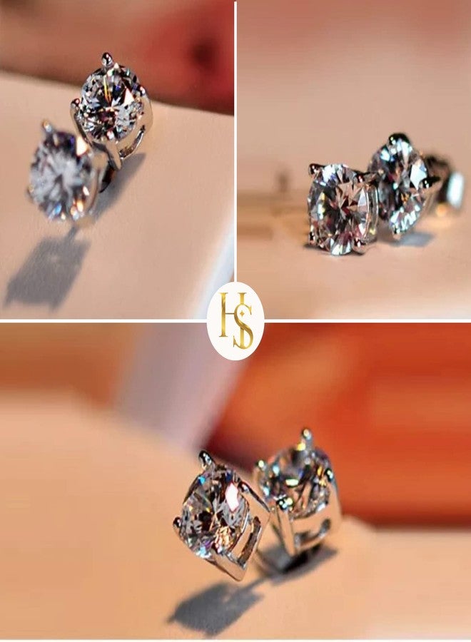 HIGHSPARK 925 Silver Solitaire Earrings for Women | 92.5 Sterling Silver and Diamond like Brilliance Sparkling Zirconia for that Stunning Shine | Lovely Gift - Silver 6mm - Image 5