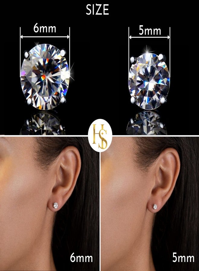 HIGHSPARK 925 Silver Solitaire Earrings for Women | 92.5 Sterling Silver and Diamond like Brilliance Sparkling Zirconia for that Stunning Shine | Lovely Gift - Silver 6mm - Image 2
