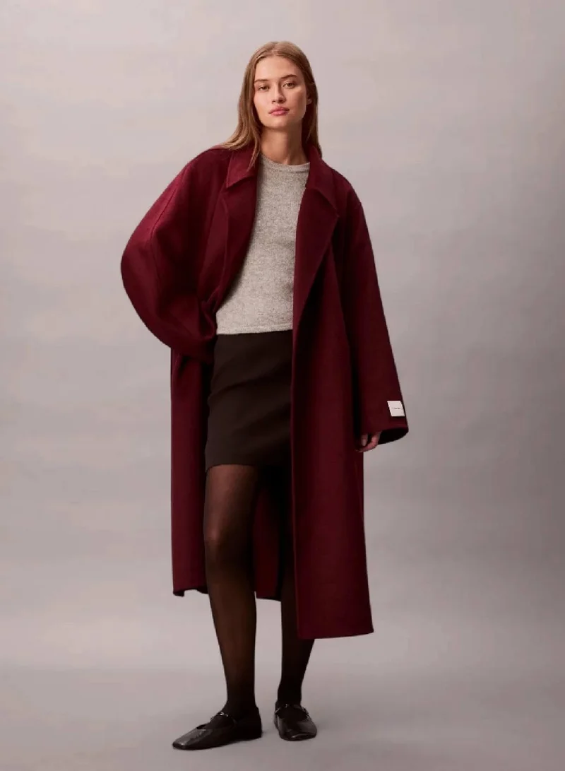 CALVIN KLEIN Belted Wool Trench Coat