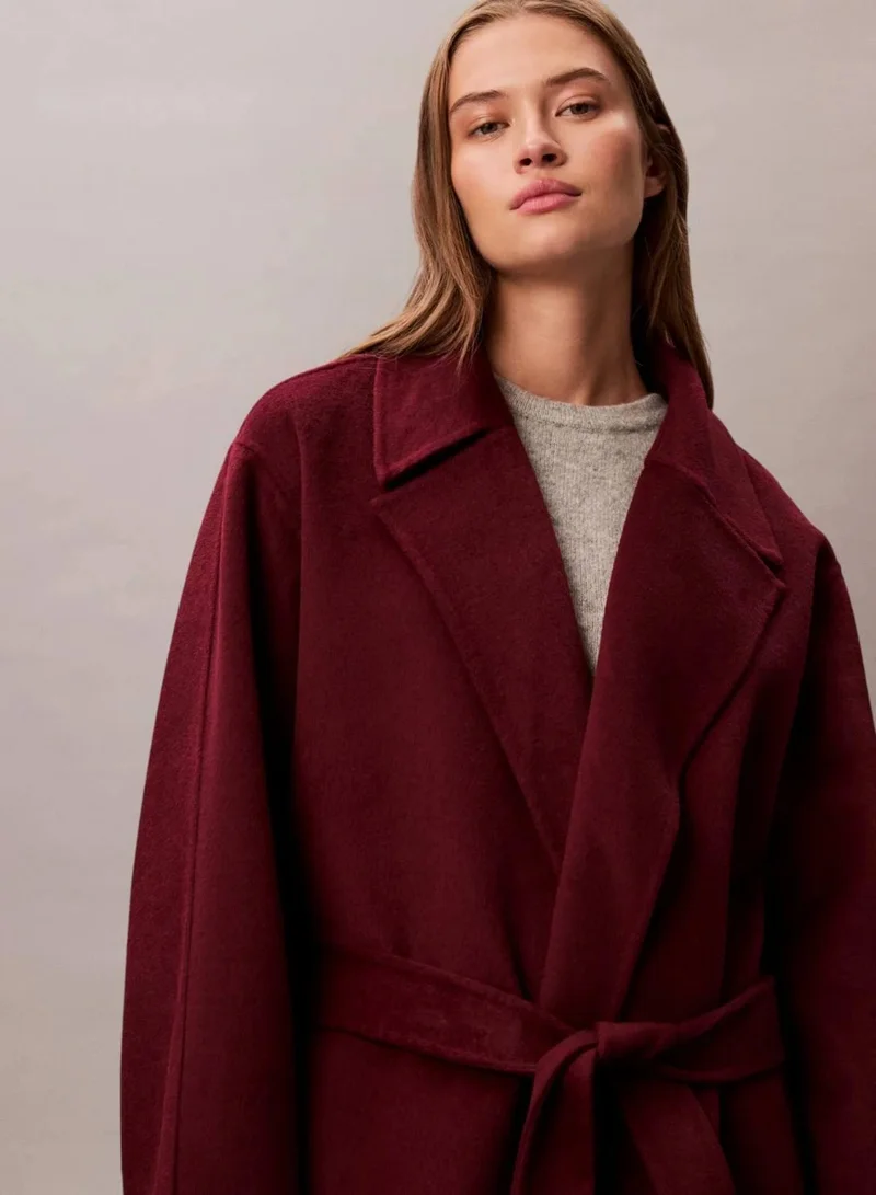 CALVIN KLEIN Belted Wool Trench Coat