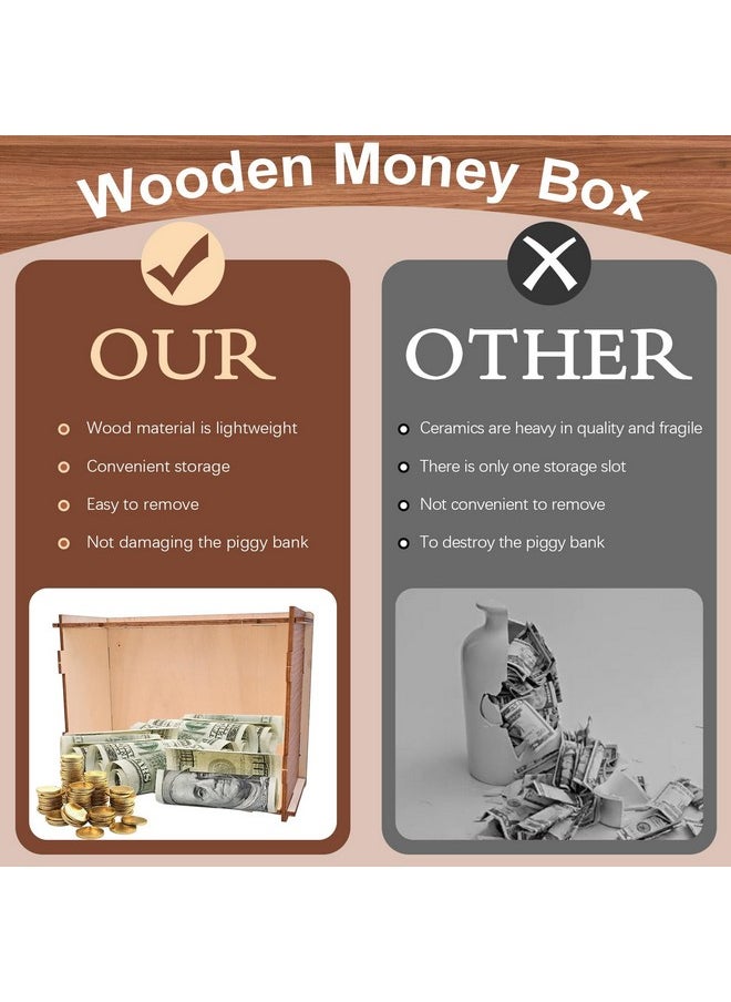 PalkSky Money Saving Box, Wooden Cash Vault For Kids And Adults, Reusable Money Box With Countdown And Money Target, Challenges Cash Saving Box Storage Money With Counter, Best Gift For Boys, Girls  - Image 3