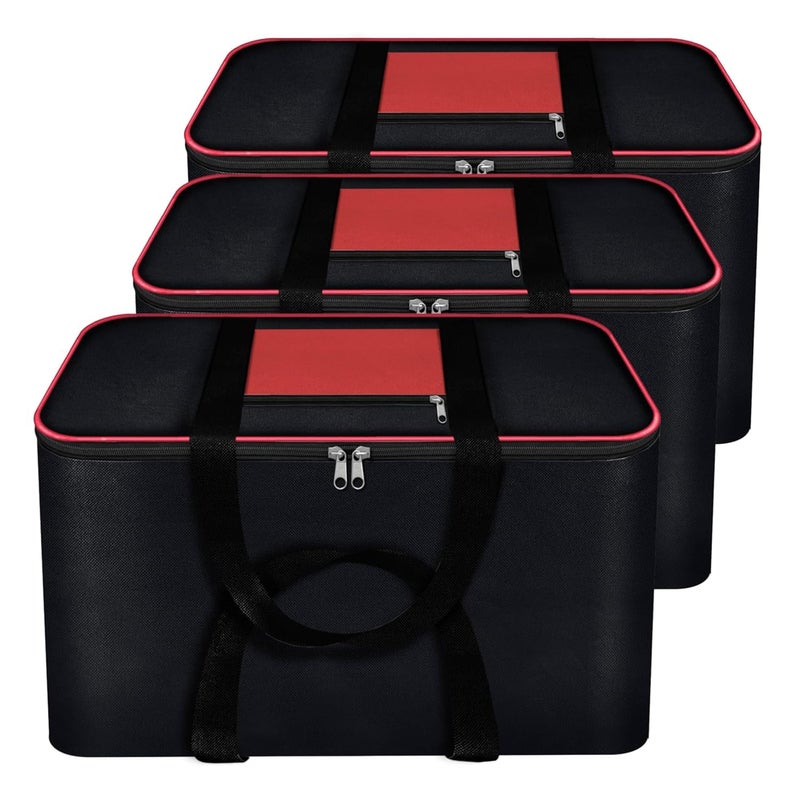 Asthi Asthi Nylon Big Underbed Storage Bag MoistureProof Cloth Organizer with Zippered Closure Handle Black Red Rectangular 54x46x28 cm Pack of 1 PACK OF3  - Image 1