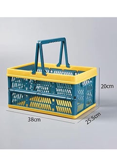 POWER Picnic Basket,Folding Picnic Shopping Bag Basket Hamper,Collapsible Picnic Basket,Portable Foldable Plastic Storage Basket,Supermarket Shopping Basket,PP Material,Green,1PCS  - Image 5