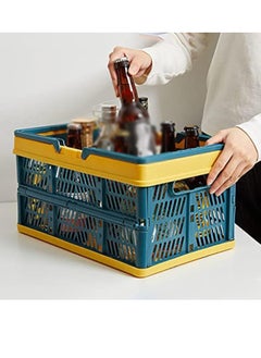 POWER Picnic Basket,Folding Picnic Shopping Bag Basket Hamper,Collapsible Picnic Basket,Portable Foldable Plastic Storage Basket,Supermarket Shopping Basket,PP Material,Green,1PCS  - Image 3