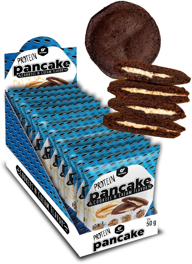 Go Fitness - Go Fitness 12 Protein Pancakes - High Protein Snack, Freshly Baked & Extremely Delicious - Protein Bar Alternative with 10 g Protein Per Pancake (Cookies N Cream) - Image 1