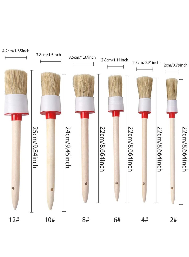 SYOSI Car Detailing Brush Set for Cleaning Wheels Interior Exterior Leather Includes 6Pcs Wooden Handle Automotive Detail Brush 3Pcs Wire Brush and 2Pcs Air Conditioner Brush 11Pcs - Image 2
