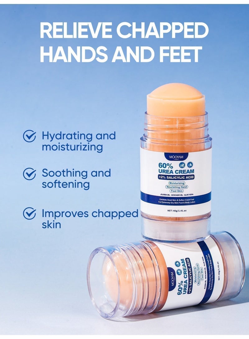 MOOYAM 60% Urea Cream with 2% Salicylic Acid 40g Urea Cream for Dry Cracked Feet, Knees, Elbows, Hands, Moisturizes and Hydrates the Dry Skin, Callus Remover & Skin Softener for Extremely Dry Cracked Skin - Image 3