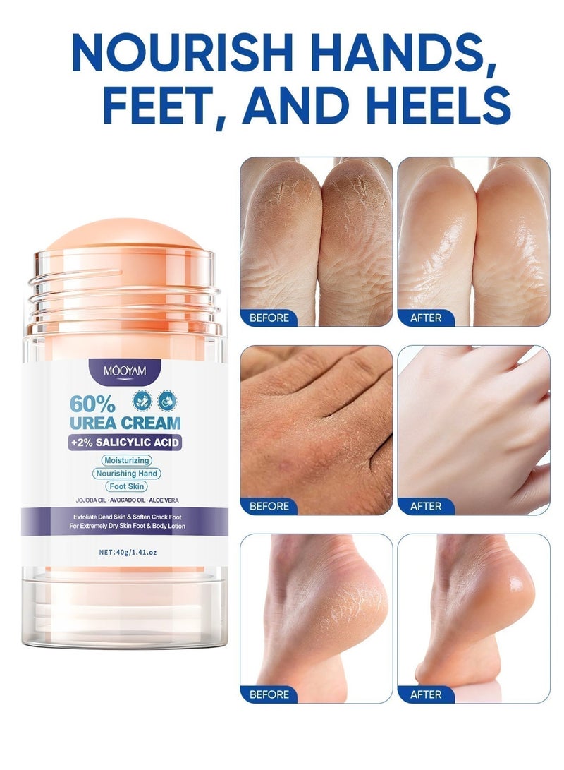 MOOYAM 60% Urea Cream with 2% Salicylic Acid 40g Urea Cream for Dry Cracked Feet, Knees, Elbows, Hands, Moisturizes and Hydrates the Dry Skin, Callus Remover & Skin Softener for Extremely Dry Cracked Skin - Image 5
