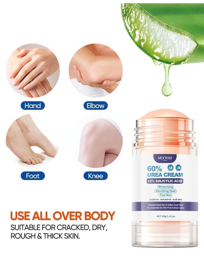 MOOYAM 60% Urea Cream with 2% Salicylic Acid 40g Urea Cream for Dry Cracked Feet, Knees, Elbows, Hands, Moisturizes and Hydrates the Dry Skin, Callus Remover & Skin Softener for Extremely Dry Cracked Skin - Image 4