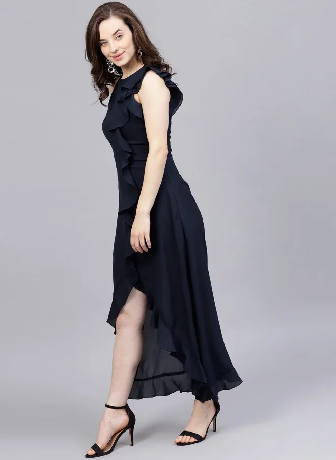 STREET 9  Navy Blue Ruffled Maxi Dress for Women for Women | Best Price UAE