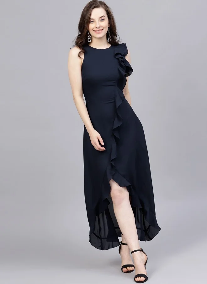 STREET 9  Navy Blue Ruffled Maxi Dress for Women for Women | Best Price UAE